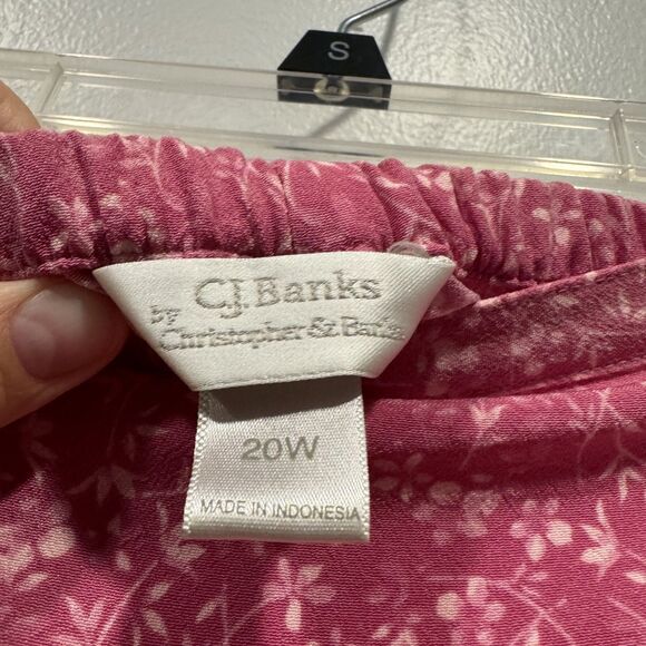 Vintage CJ Banks Maxi Skirt Elastic Waist Flowy Floral Pink Boho Women sz 20W - Picture 4 of 10